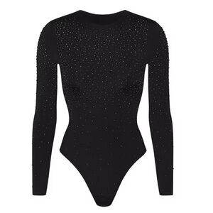 SKIMS x Swarovski Jelly Sheer Long Sleeve Crew Neck Bodysuit
